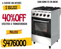 COCINA MORELLI SAHO 550 KUMA 4 HORNALLAS  PUERTA DE VIDRIO  RFL