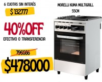 COCINA MORELLI SAHO 550 KUMA MULTIGRILL PUERTA DE VIDRIO