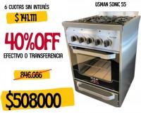 COCINA USMAN SONIC 55 PARRILLA INFERIOR XXL REJA ALUMNIO PUERTA VISOR