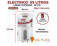 TERMOTANQUE SHERMAN TEPC055ESHK2 55L ELECTRICO DE PIE CARGA SUPERIOR