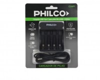CARGADOR DE PILAS P/4 PILAS AA/AAA PHILCO CARGA USB TIPO C - CU4PI