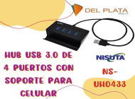 USB 3.0 DE 4 PUERTOS NISUTA NS-UH0433 + MICRO USB ALIMENTACION EXTRA + PHONE HOLDER
