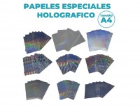 RESMA DE PAPEL HOLOGRAFICO MIX AUTOADHESIVO BASE AGUA FANTASIA VARIOS MODELOS 18 HOJAS A4 180GRS GLOBAL