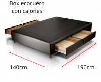 BOX SOMMIER 140 X 190 CON CAJONERA ECOCUERO
