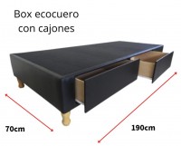 BOX SOMMIER 70 X190 CON CAJONES ECOCUERO