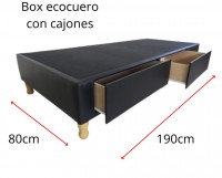 BOX SOMMIER 80 X190 CON CAJONERA ECOCUERO