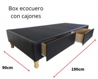BOX SOMMIER 90 X190 CON CAJON ECOCUERO