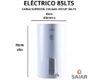 TERMOTANQUE SAIAR ELECTRICO TECC085ESAK2 85L DE COLGAR CARGA INFERIOR