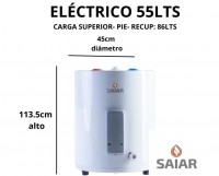 TERMOTANQUE SAIAR ELECTRICO TEPC055ESARIK2 55L DE PIE CARGA SUPERIOR