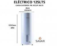 TERMOTANQUE SAIAR ELECTRICO TEPC125ESARIK2 125L DE PIE CARGA SUPERIOR